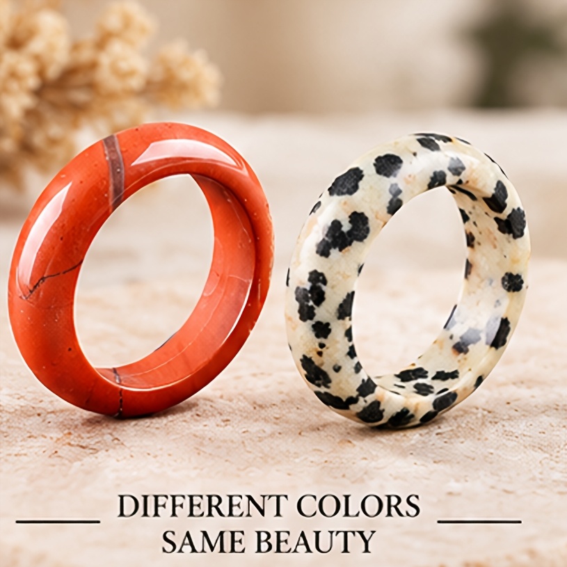 2pcs Women's Red and Speckled Stone Dual-Color Ring Set